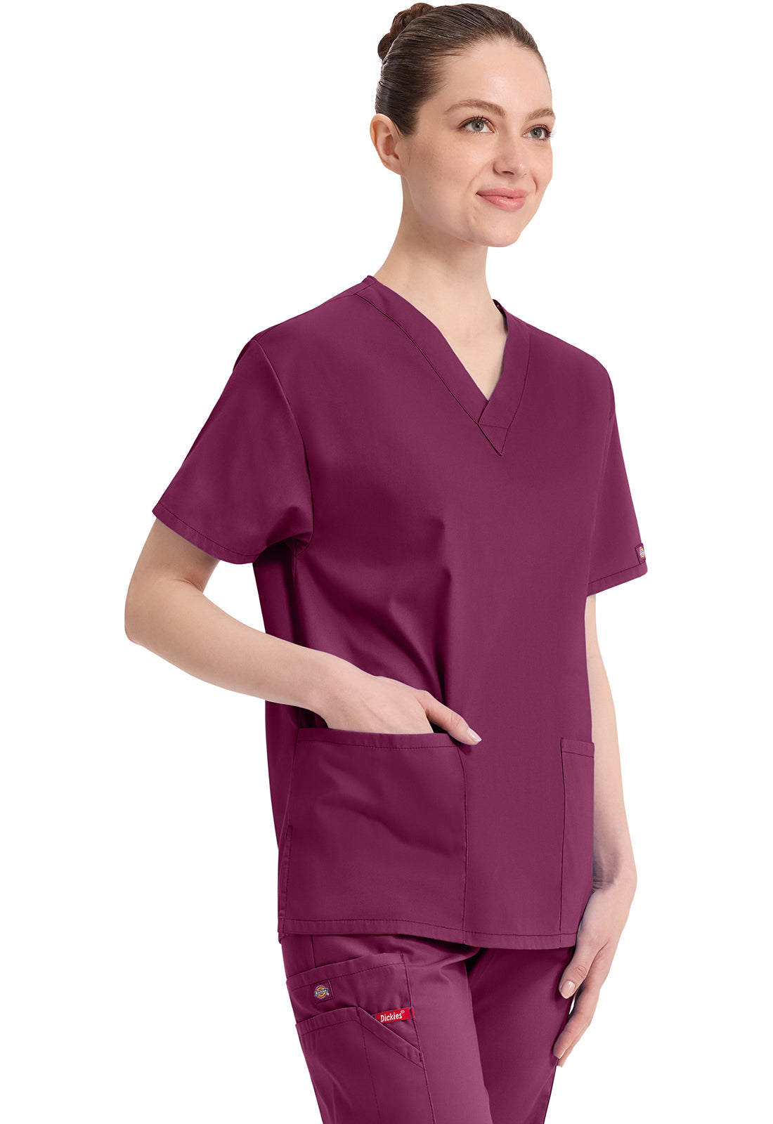 Dickies Top met V-hals dames met moderne pasvorm en zijsplitten DKE86706