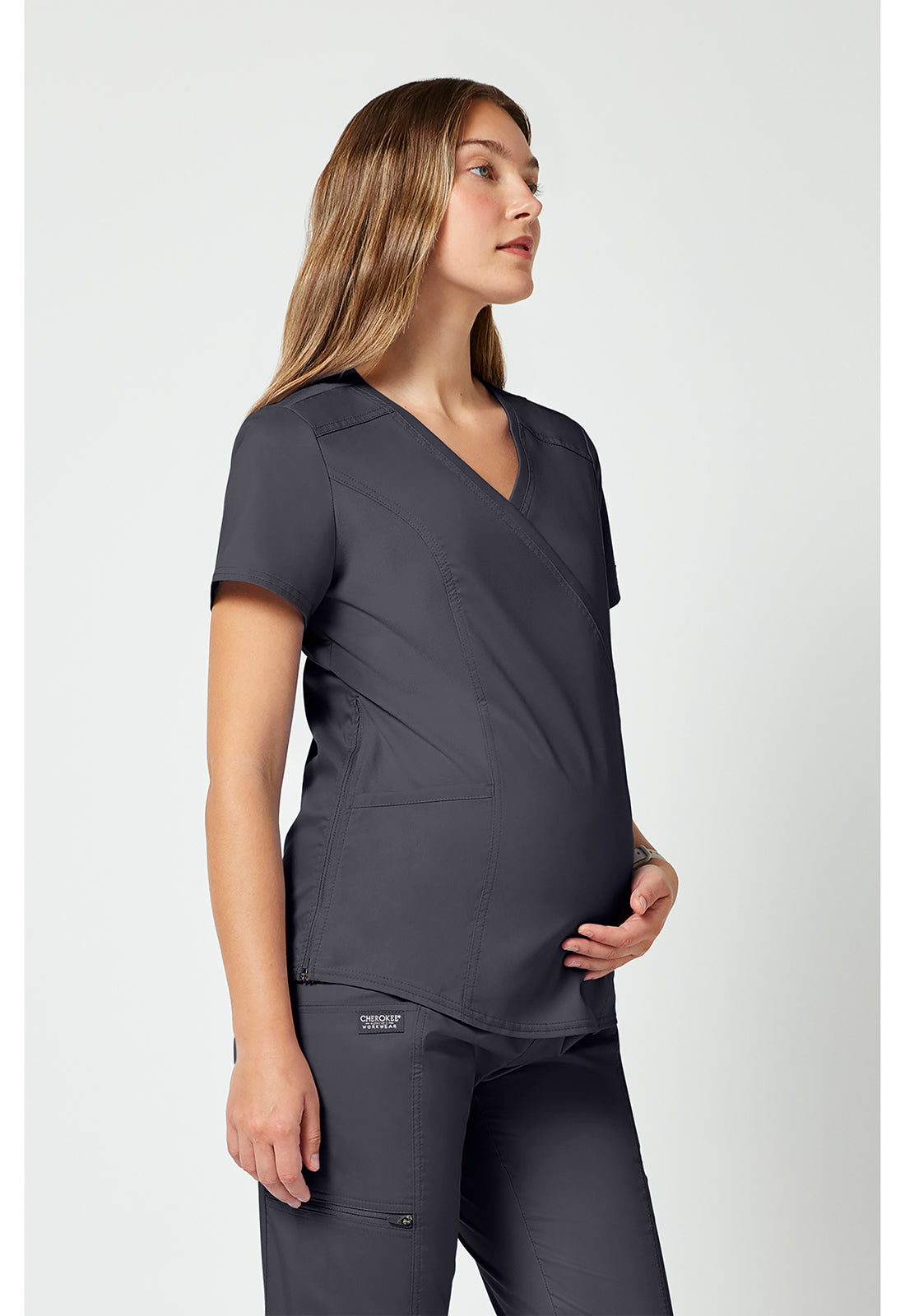 Cherokee Workwear Zwangerschapstop met wikkeleffect met verstelbare zijritsen en 2-way stretch WWE688