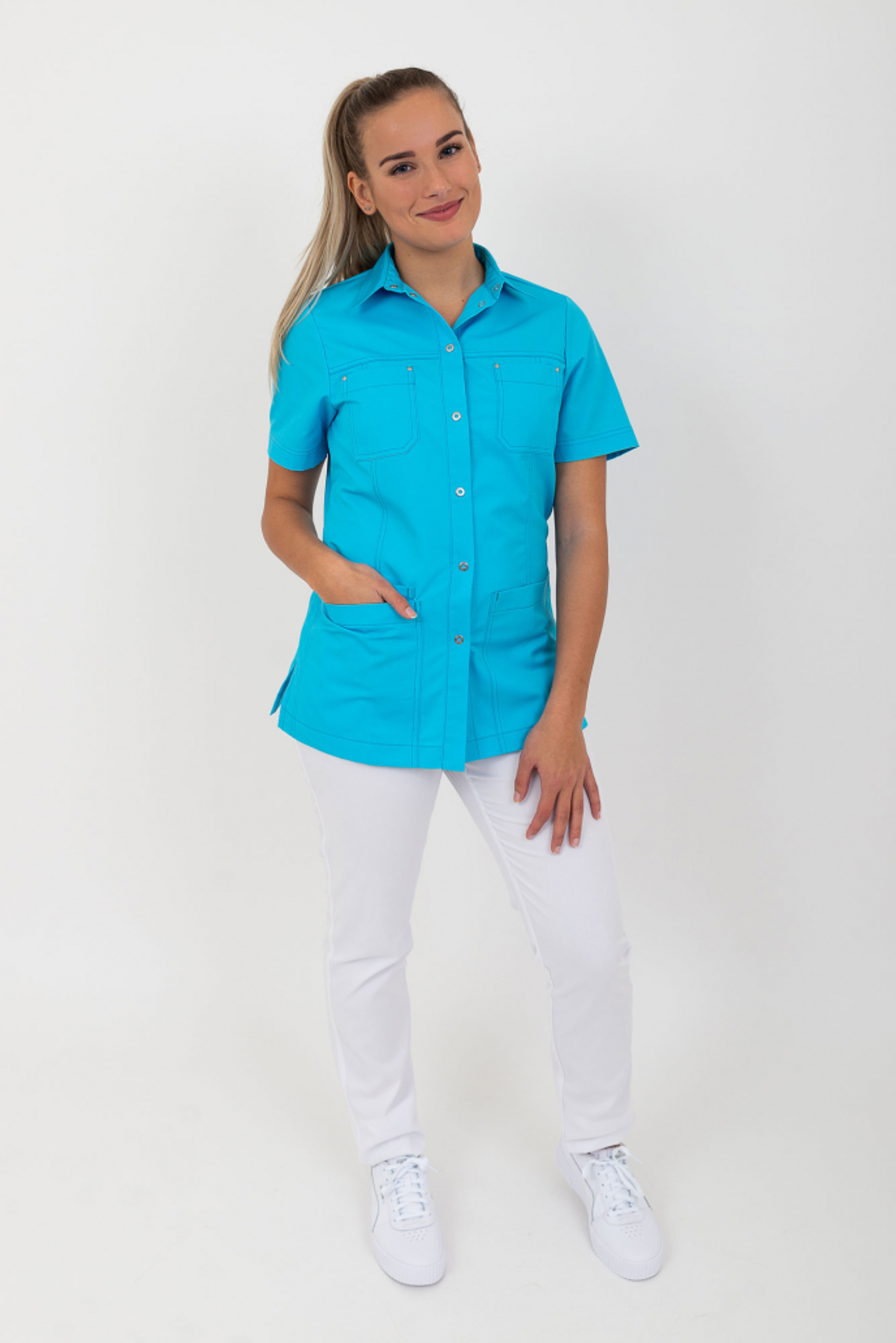 CLAIRE JACK dames tuniek met staande kraag en 5 zakken