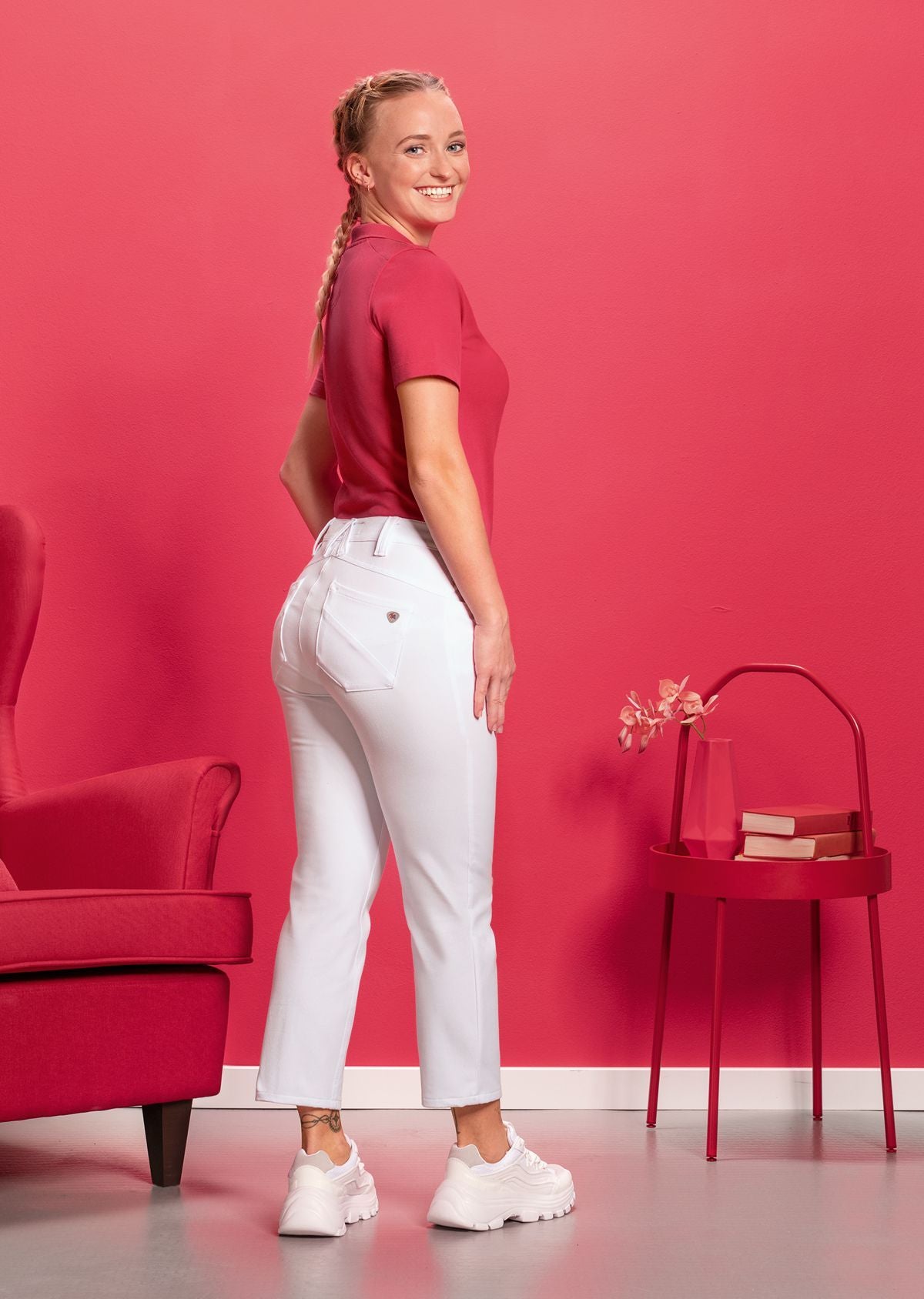 BP® 7/8 slim-fit stretch-jeans voor dames wit met 7/8 lengte en stretchmateriaal