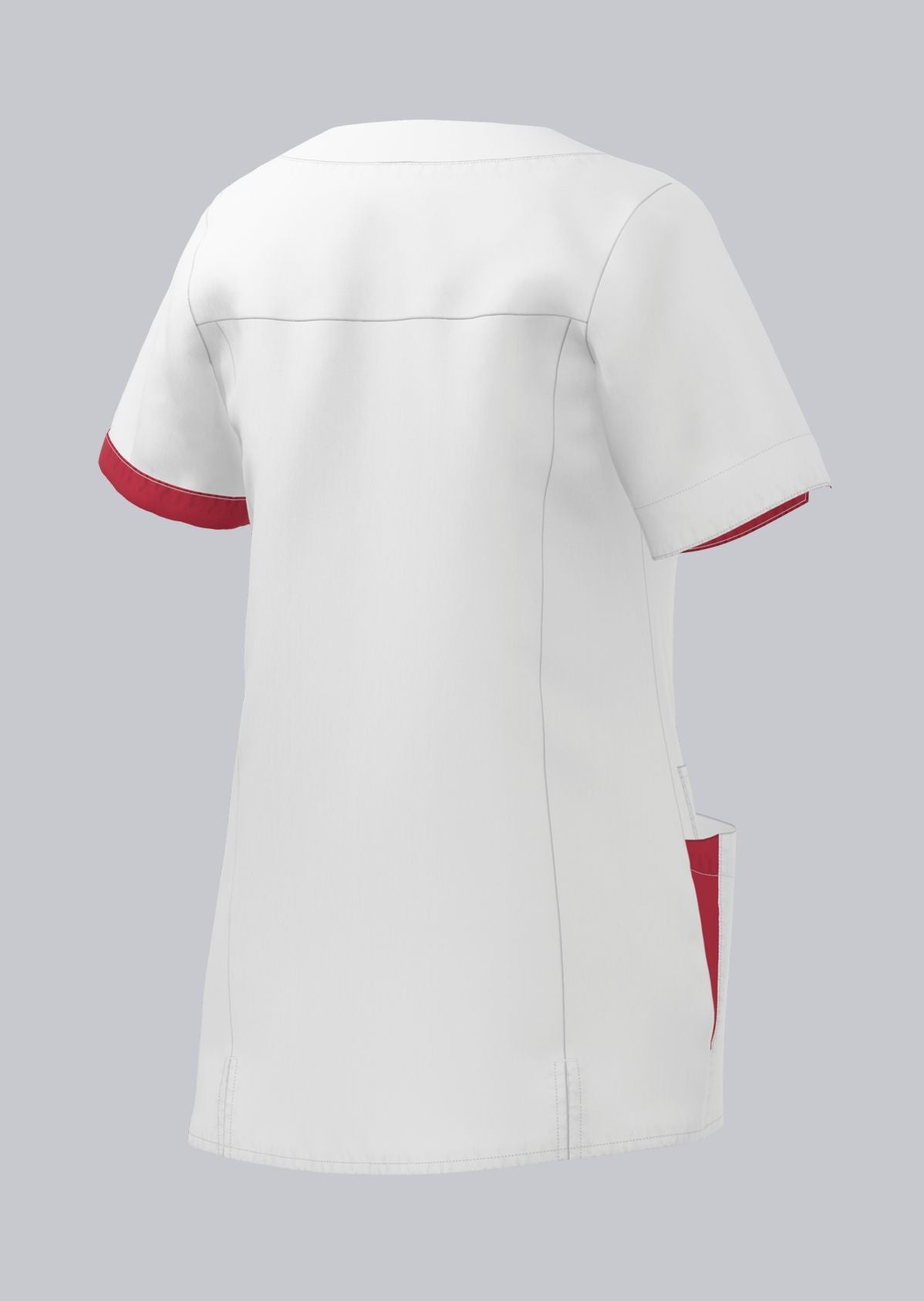 BP dames zorgtuniek met modern fit, drukknoopsluiting, kleuraccenten en smartphonezak voor zorgprofessionals