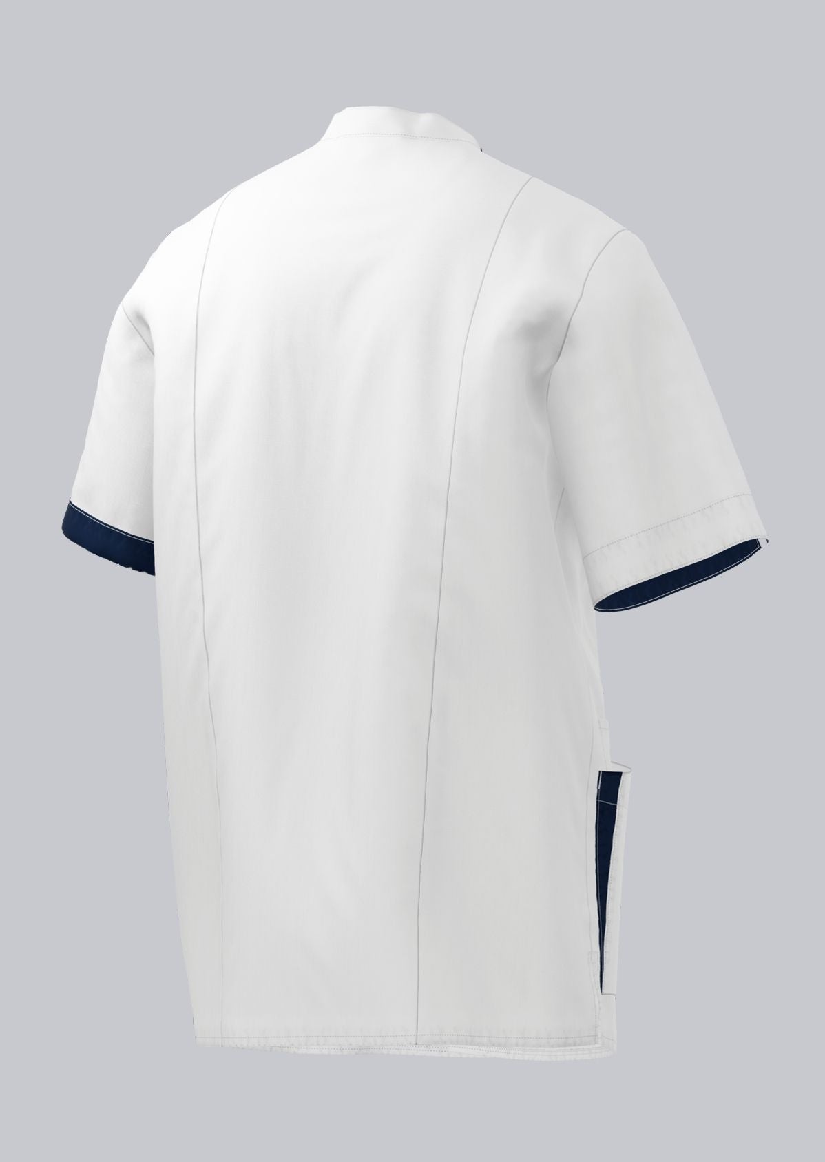 BP heren zorgtuniek met regular fit, drukknoopsluiting en smartphonezak in wit met kleuraccenten