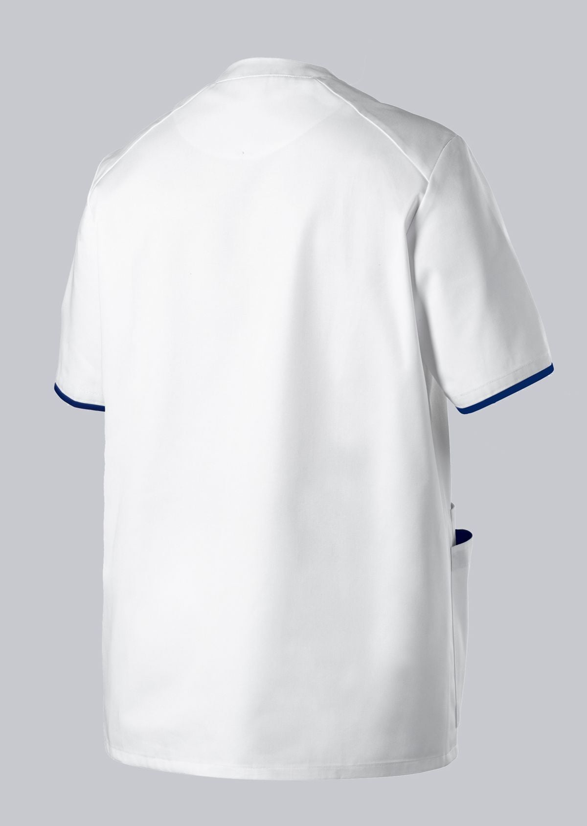 BP unisex zorgtuniek met drukknoopsluiting, smartphonezak en sleutellus voor zorgprofessionals in wit