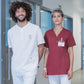 BP unisex zorgtuniek in wit met piqué-inzetstukken en optimale bewegingsvrijheid