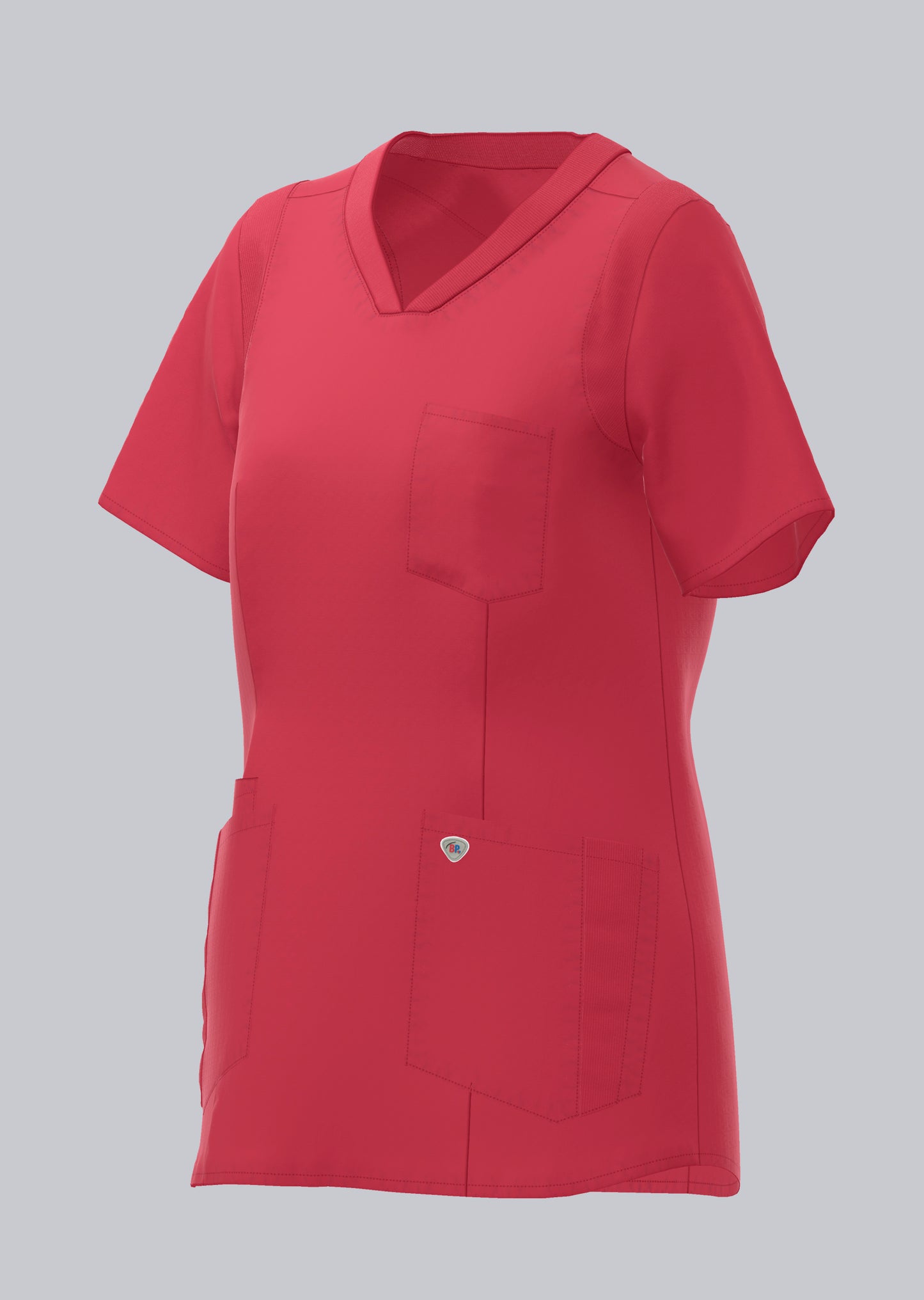 BP lichte dames zorgtuniek in coral met stretch en V-hals voor optimale bewegingsvrijheid