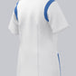 BP lichte dames zorgtuniek wit met azuurblauw met ademende stretchstof en moderne pasvorm