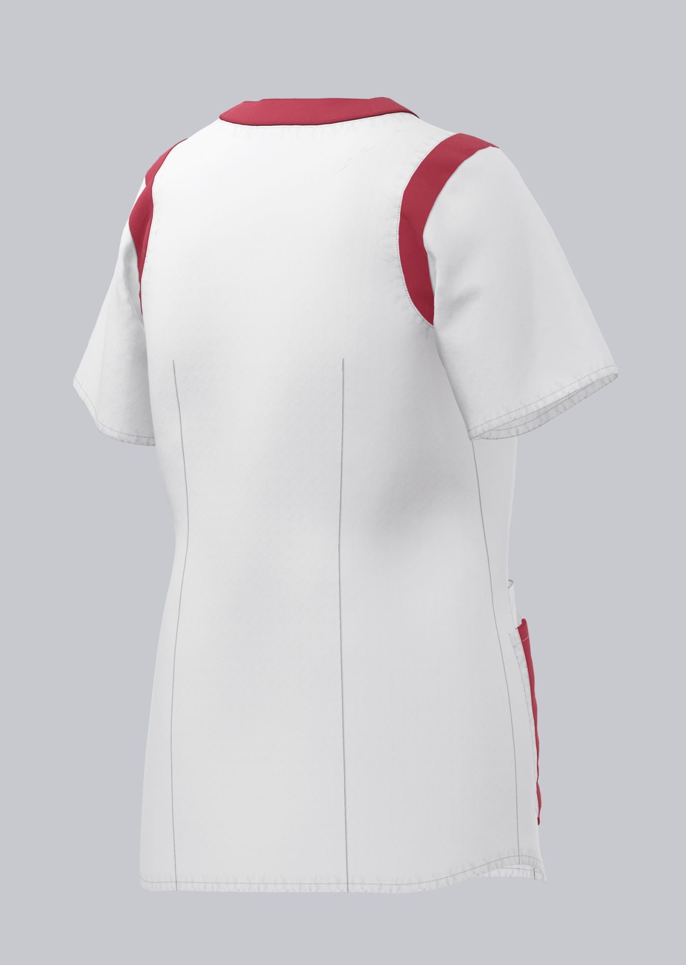 BP lichte dames zorgtuniek wit met coral kleuraccenten en flexibele inzetstukken voor comfort