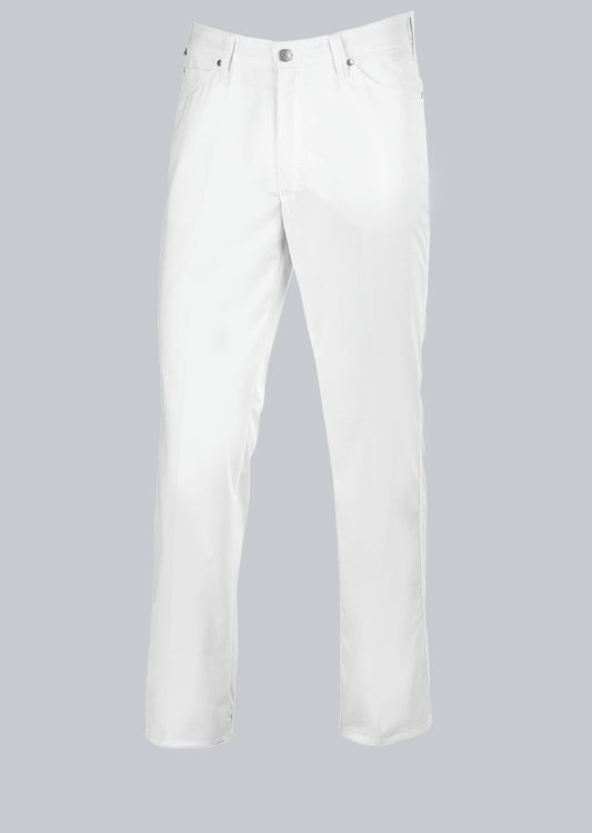 BP® stretch herenjeans wit met five-pocket design en sierstiksel