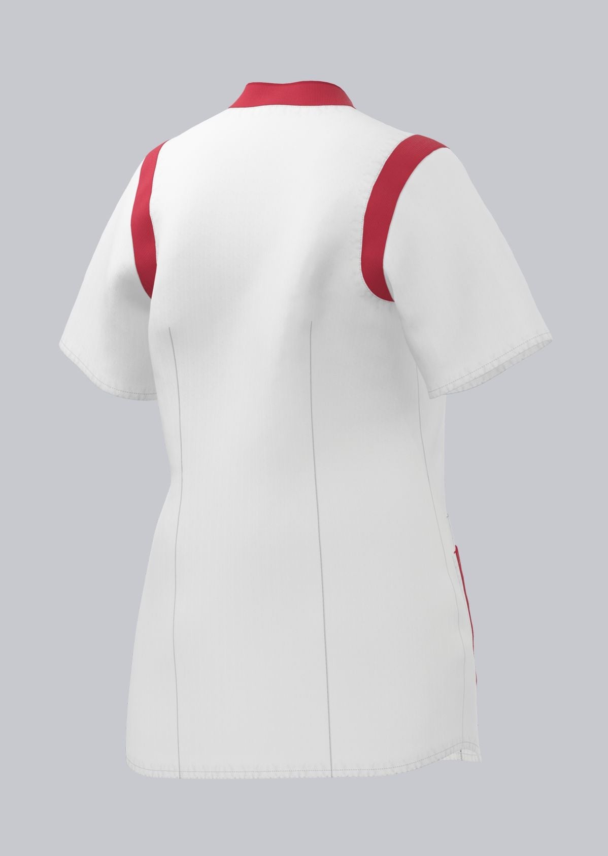 BP stretch dames zorgtuniek wit met coral met V-hals en optimale bewegingsvrijheid