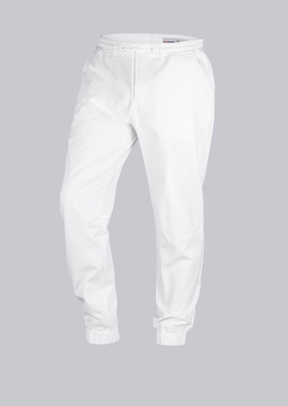BP® comfortabele stretch-broek voor heren wit met elastomultiester en elastische tailleband