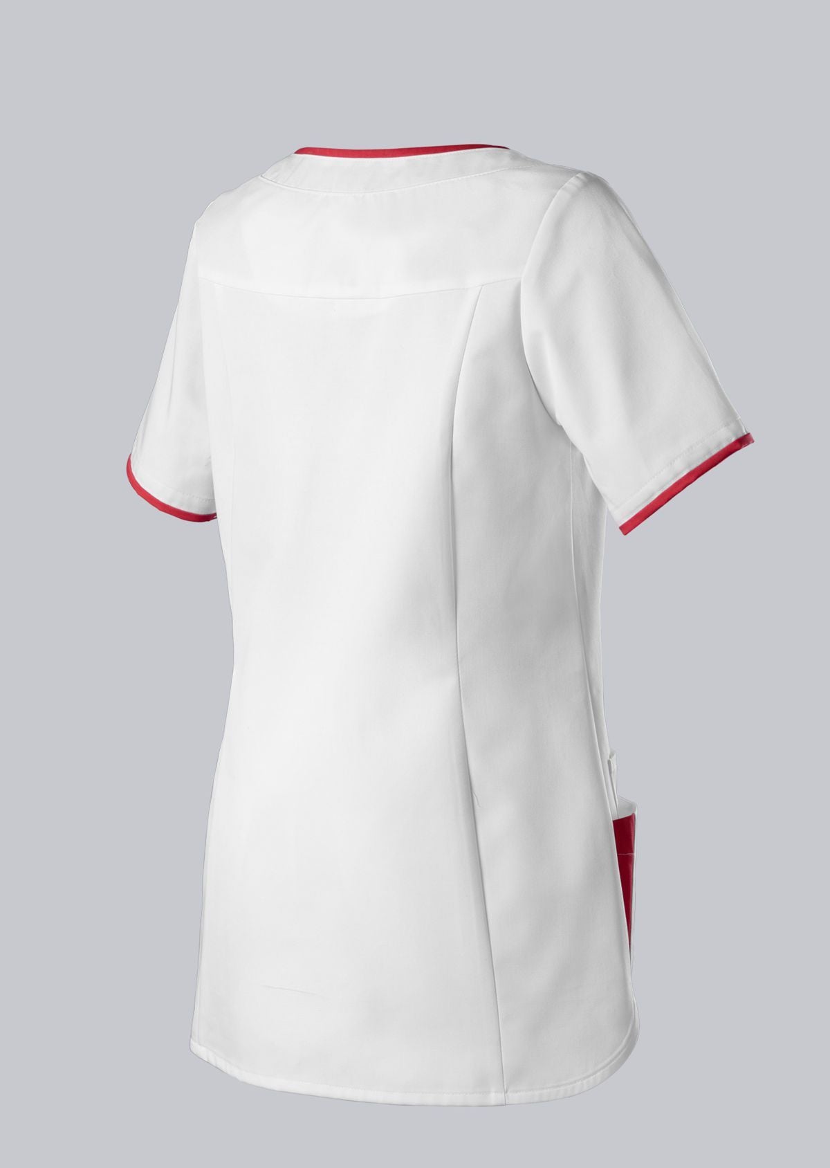 BP zorg tuniek voor dames wit met koraal details en smartphonezak