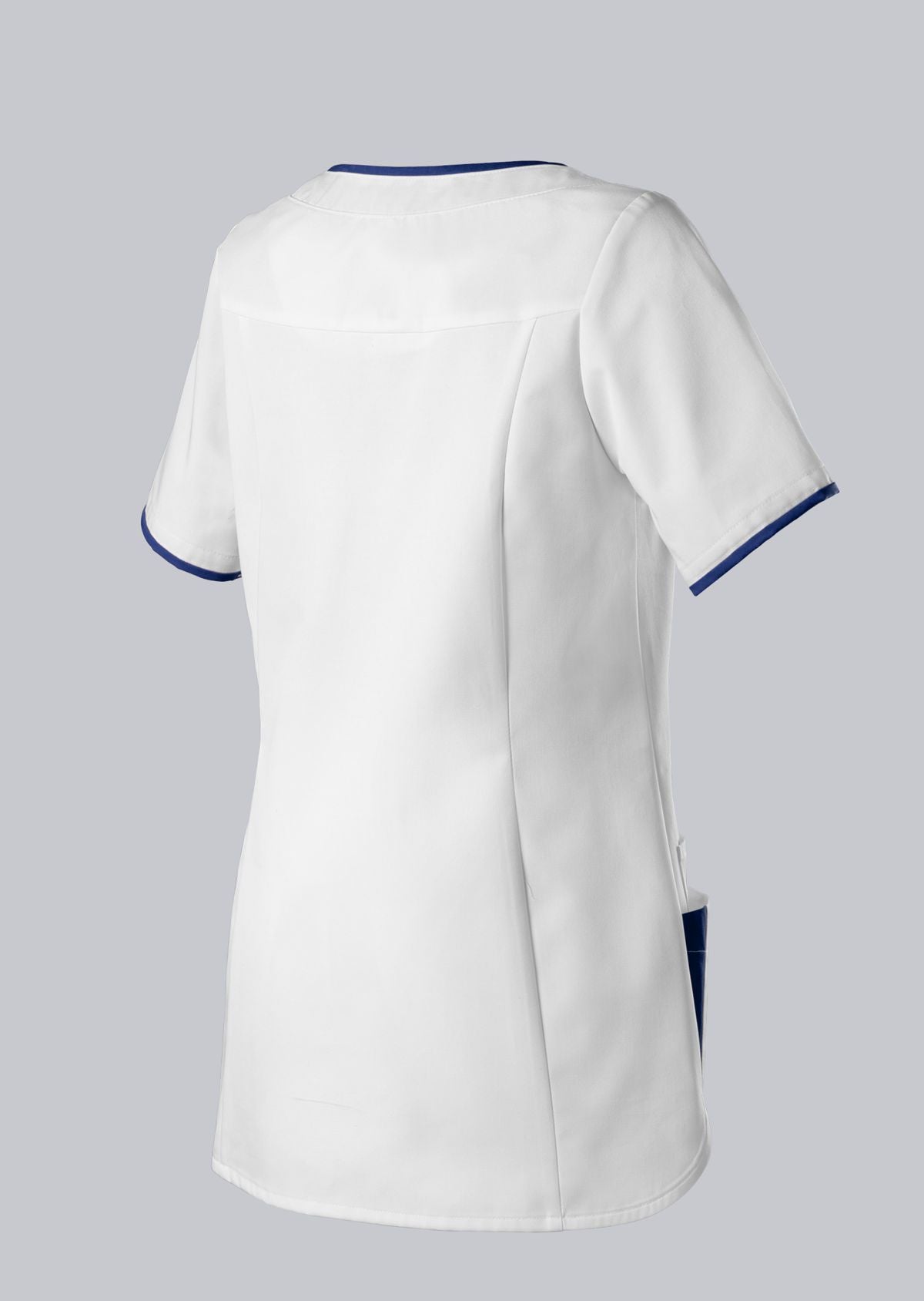 BP zorg tuniek voor dames wit met nachtblauwe details en sleutellus