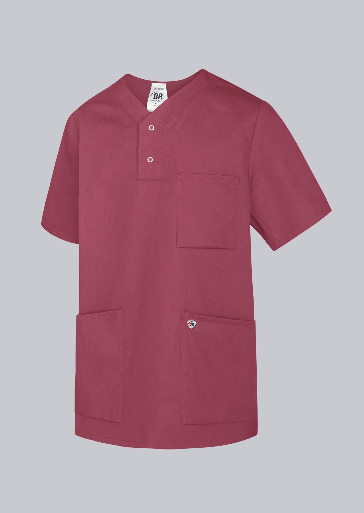 BP unisex zorgtuniek met armliftsysteem, borstzak en drukknopen voor optimale bewegingsvrijheid