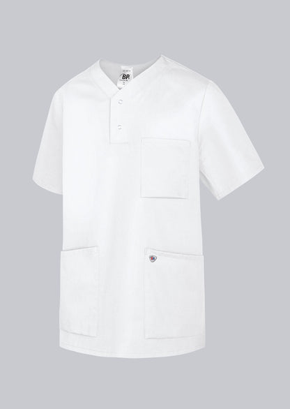 BP unisex Tencel zorgtuniek in wit met lyocell, armliftsysteem en ademende stof voor zorgprofessionals