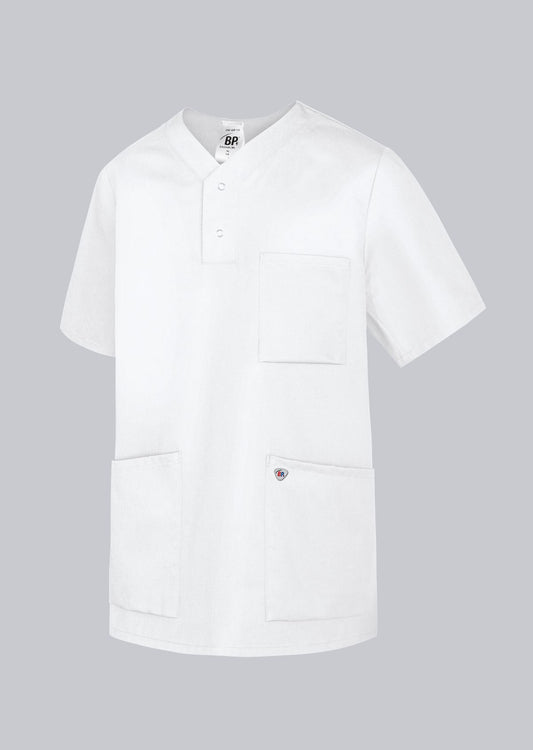 BP unisex Tencel zorgtuniek in wit met lyocell, armliftsysteem en ademende stof voor zorgprofessionals