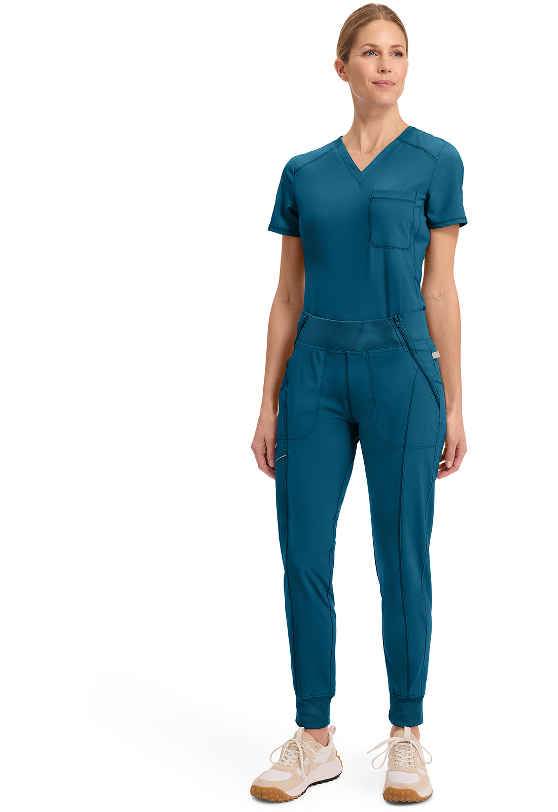 Cherokee Mid Rise Tapered Leg Jogger Pant met ribgebreide tailleband en reflecterende details CKE110A