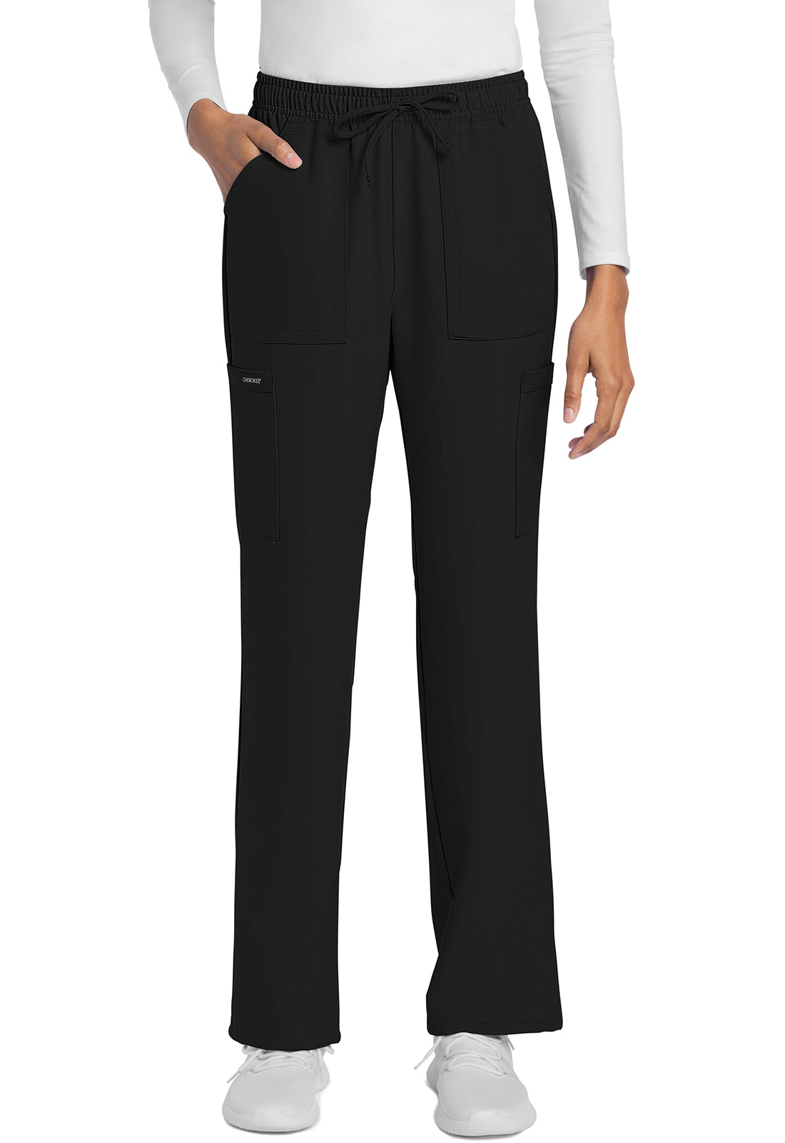 Rechte broek met middelhoge taille en elastische tailleband met trekkoord CKE272A