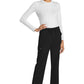 Rechte broek met middelhoge taille en elastische tailleband met trekkoord CKE272A