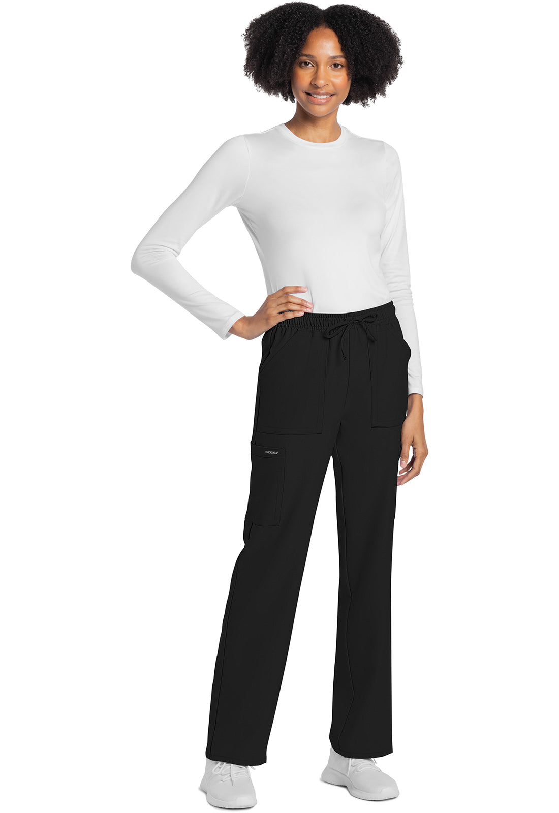 Rechte broek met middelhoge taille en elastische tailleband met trekkoord CKE272A