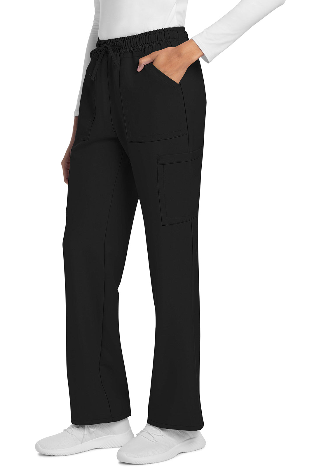 Rechte broek met middelhoge taille en elastische tailleband met trekkoord CKE272A