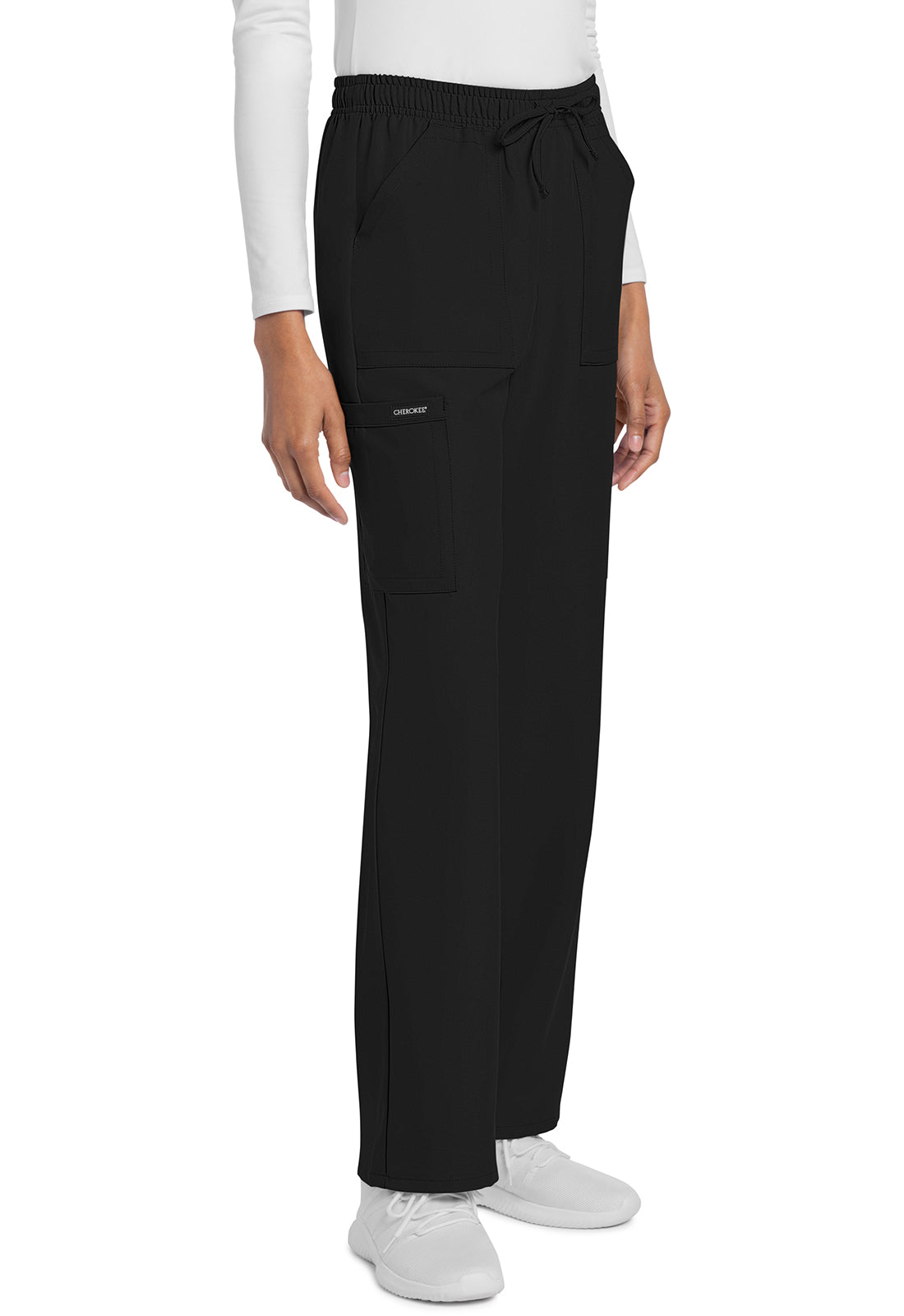 Rechte broek met middelhoge taille en elastische tailleband met trekkoord CKE272A