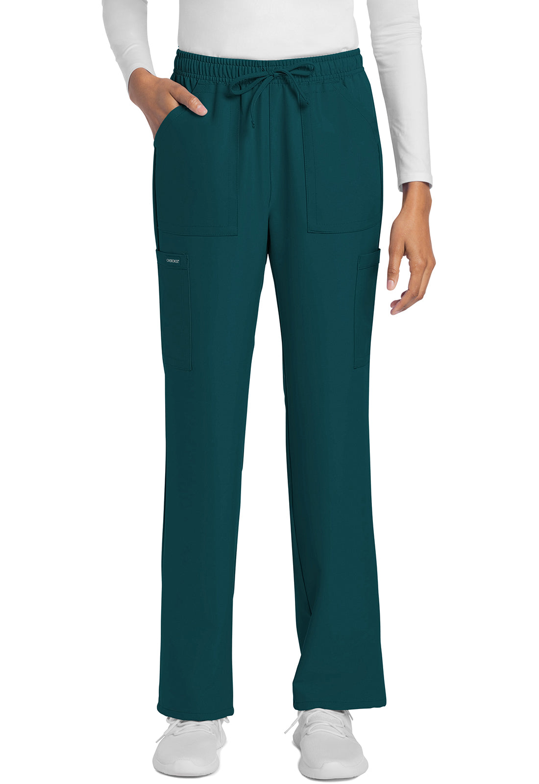 Rechte broek met middelhoge taille en elastische tailleband met trekkoord CKE272A