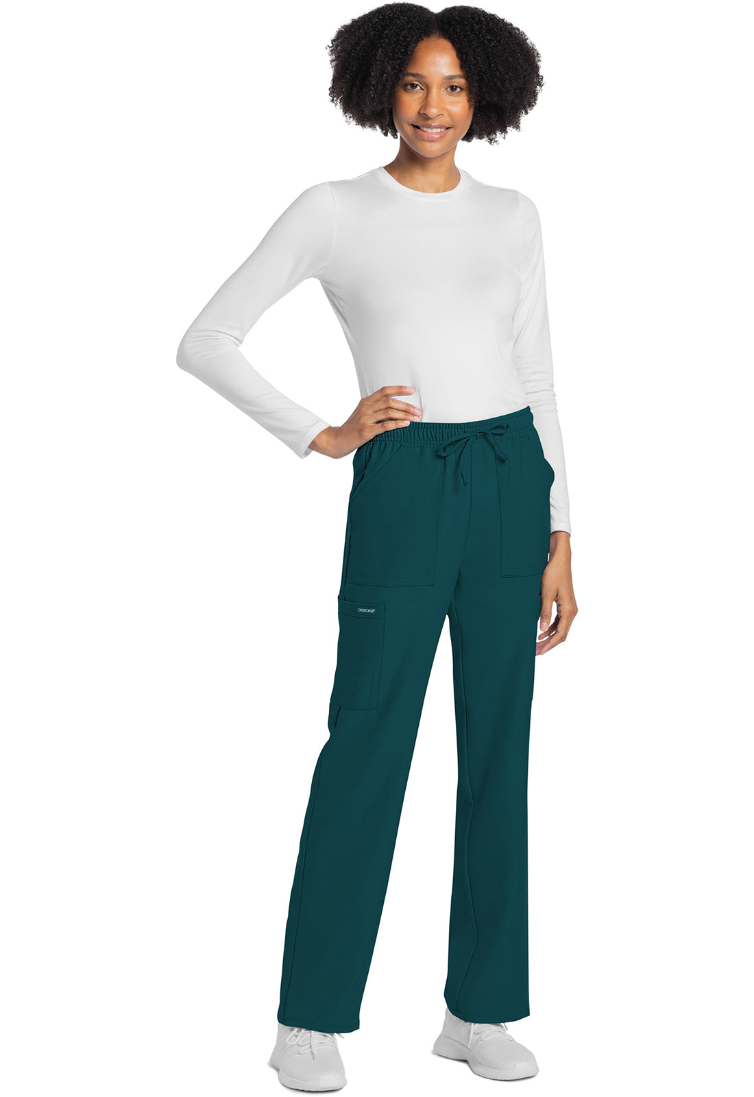 Rechte broek met middelhoge taille en elastische tailleband met trekkoord CKE272A