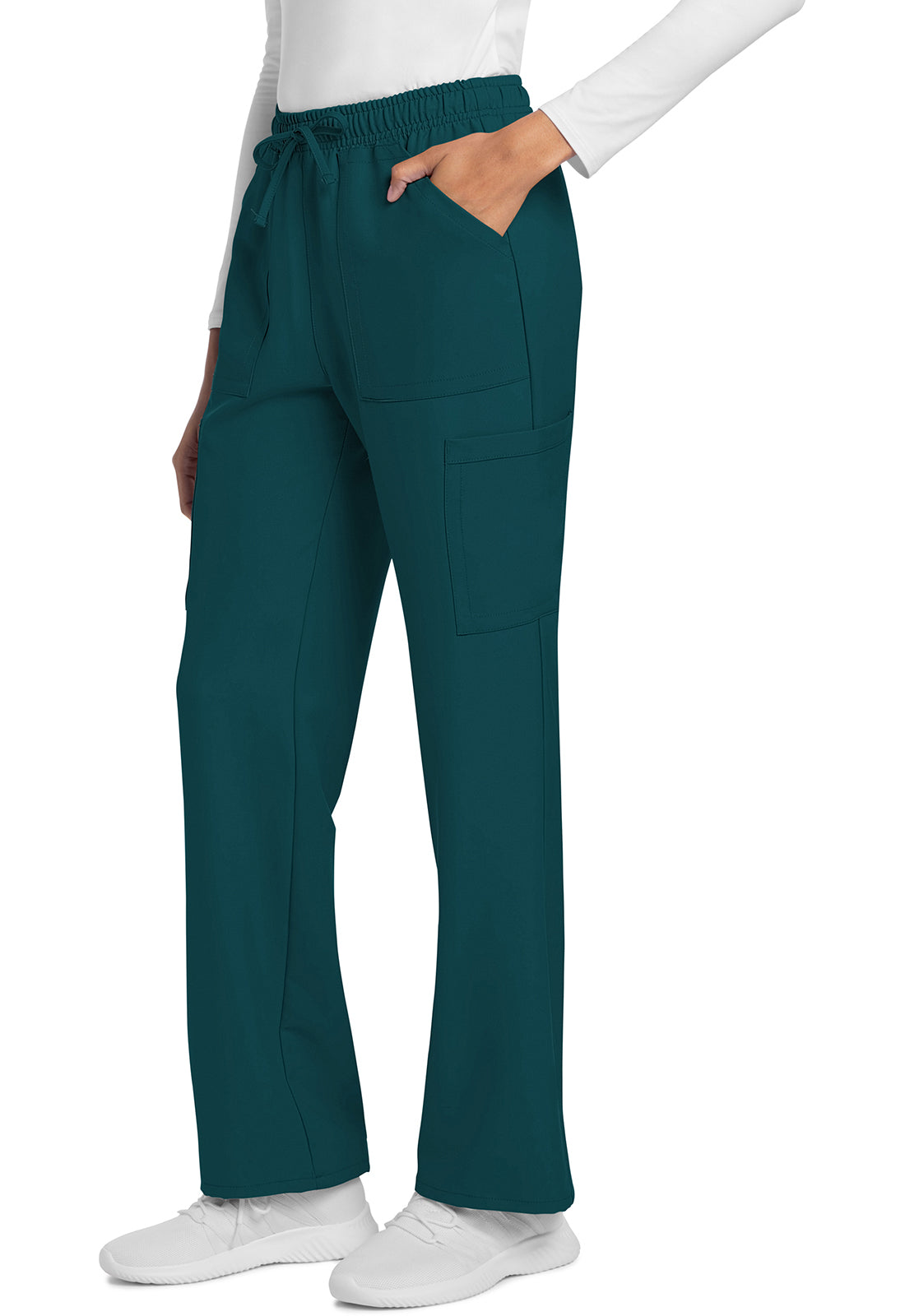 Rechte broek met middelhoge taille en elastische tailleband met trekkoord CKE272A