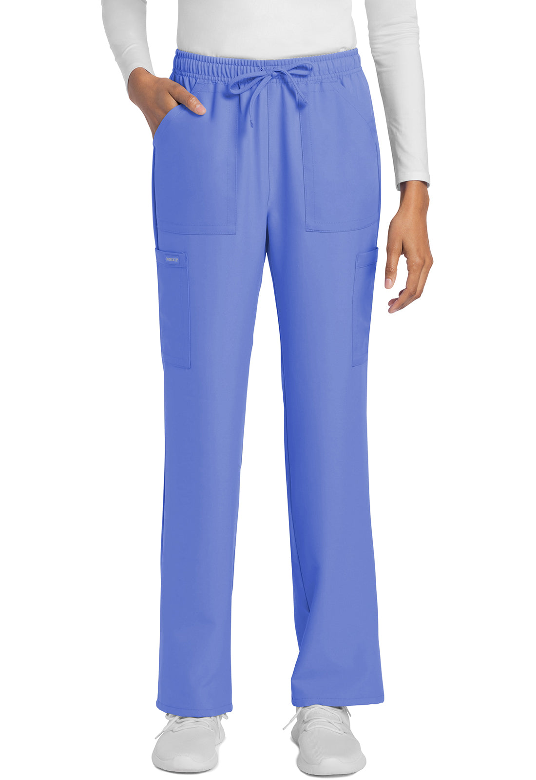 Rechte broek met middelhoge taille en elastische tailleband met trekkoord CKE272A