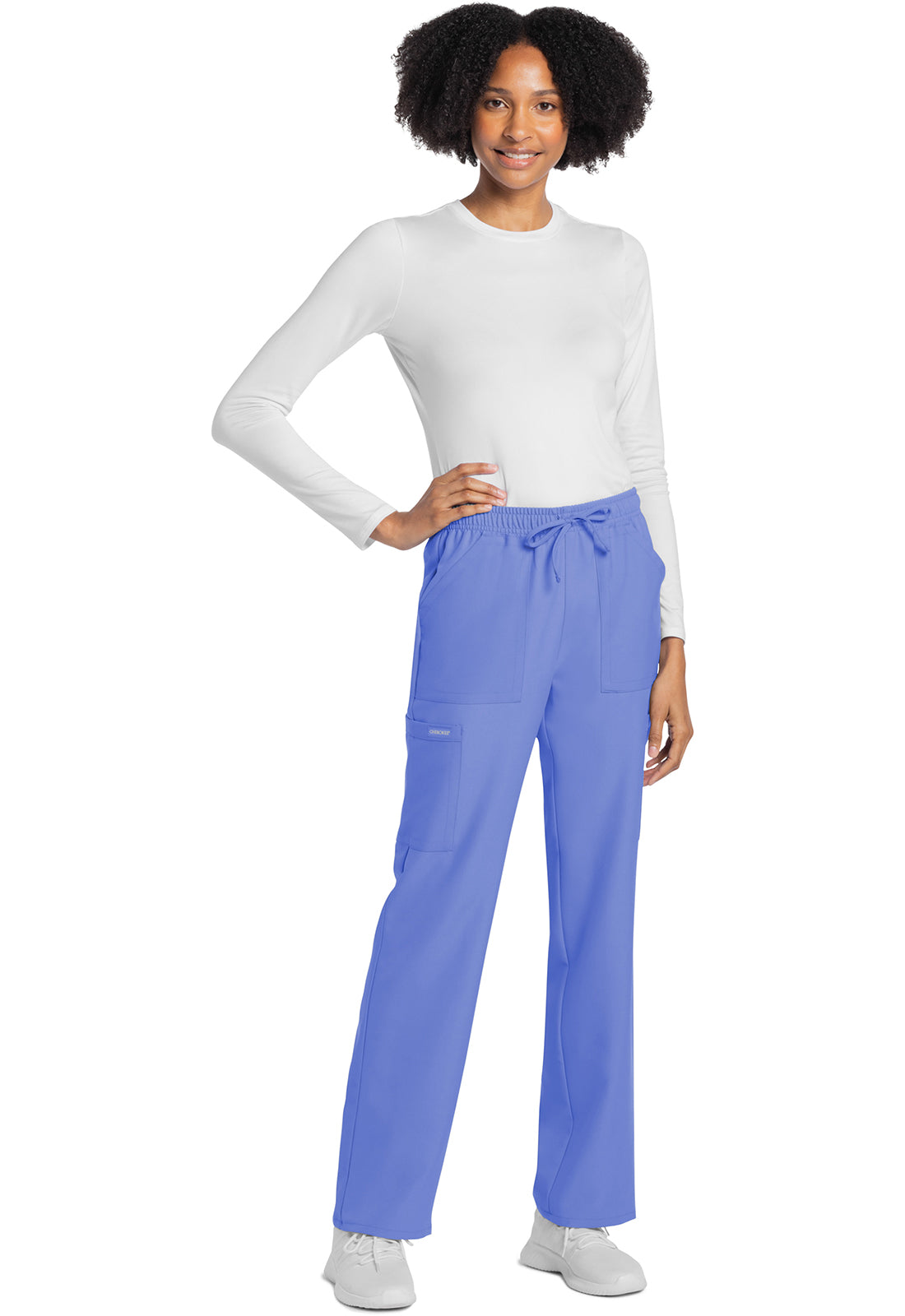 Rechte broek met middelhoge taille en elastische tailleband met trekkoord CKE272A