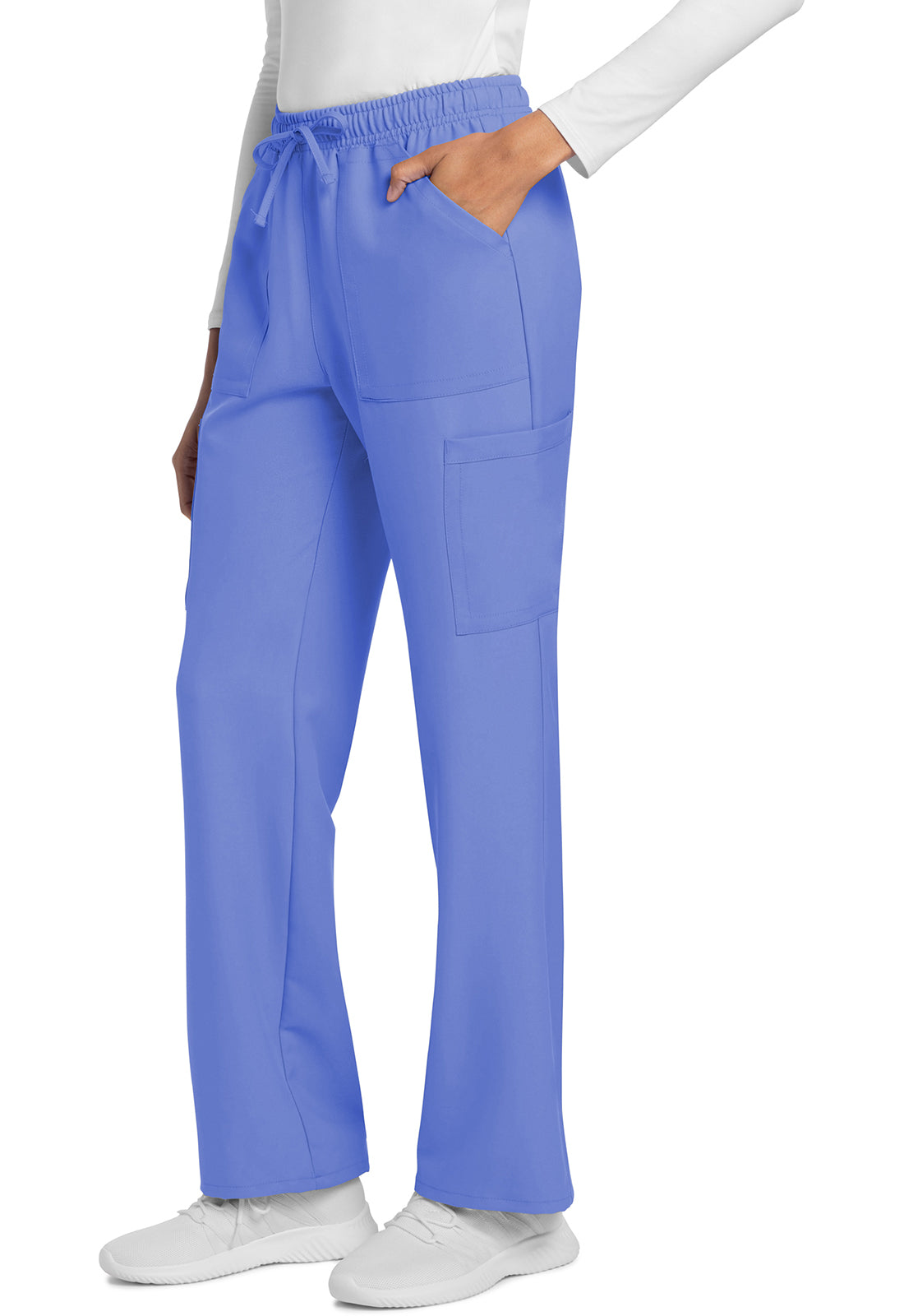 Rechte broek met middelhoge taille en elastische tailleband met trekkoord CKE272A