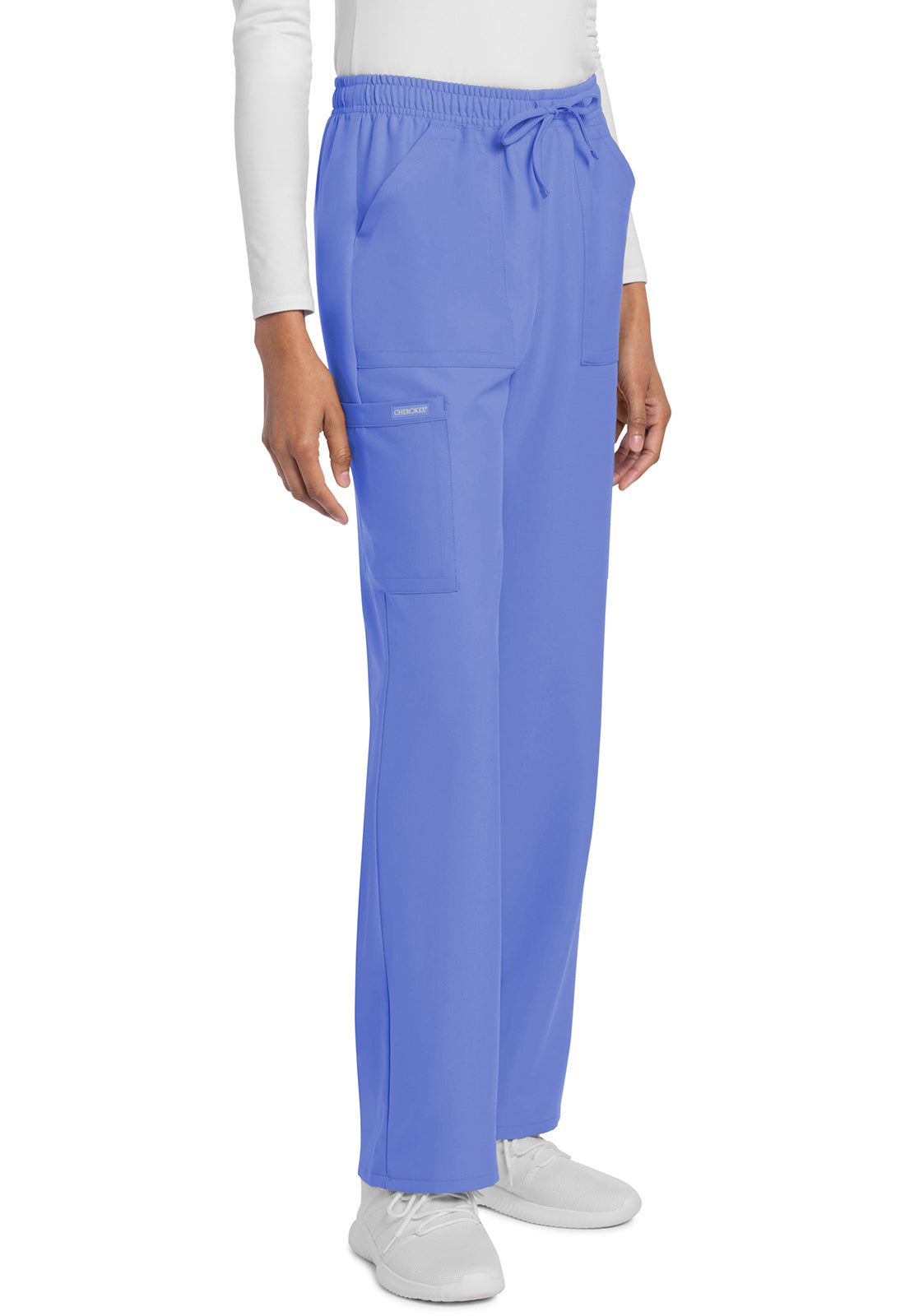 Rechte broek met middelhoge taille en elastische tailleband met trekkoord CKE272A