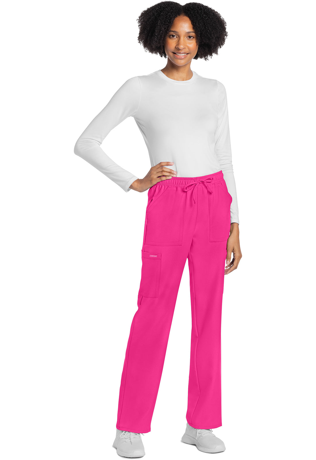 Rechte broek met middelhoge taille en elastische tailleband met trekkoord CKE272A
