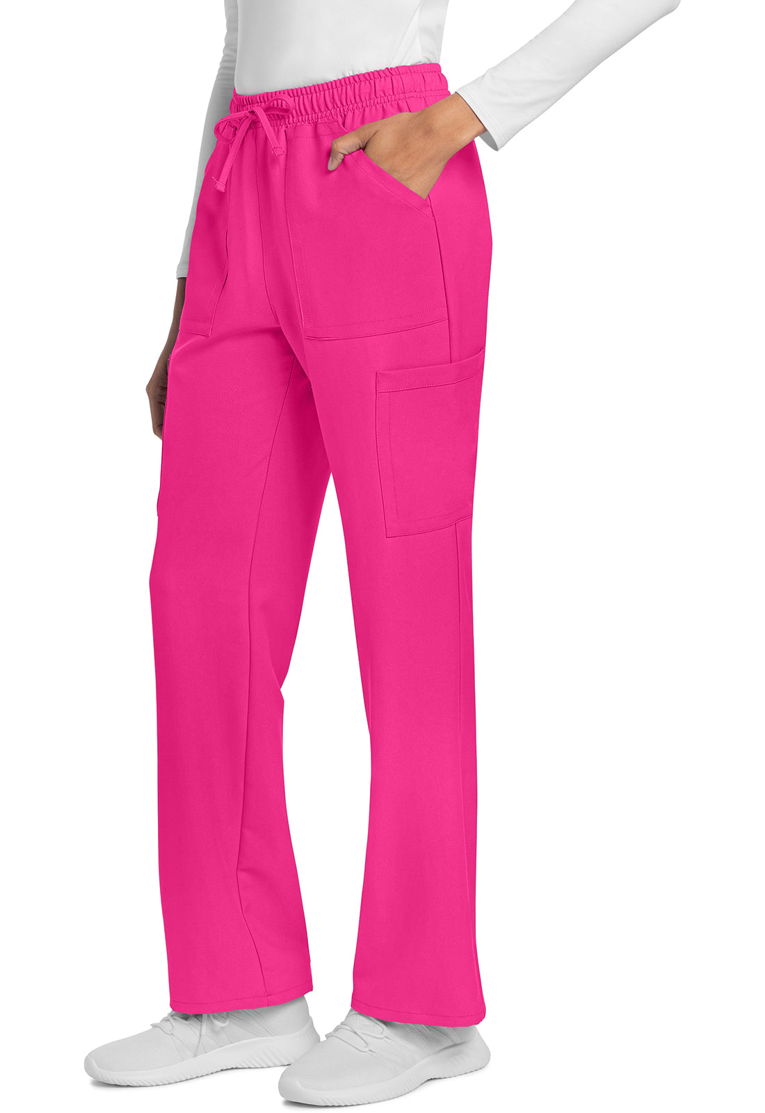 Rechte broek met middelhoge taille en elastische tailleband met trekkoord CKE272A