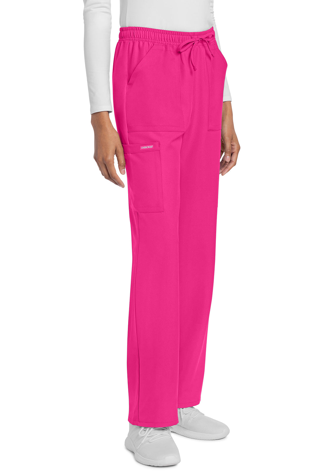 Rechte broek met middelhoge taille en elastische tailleband met trekkoord CKE272A