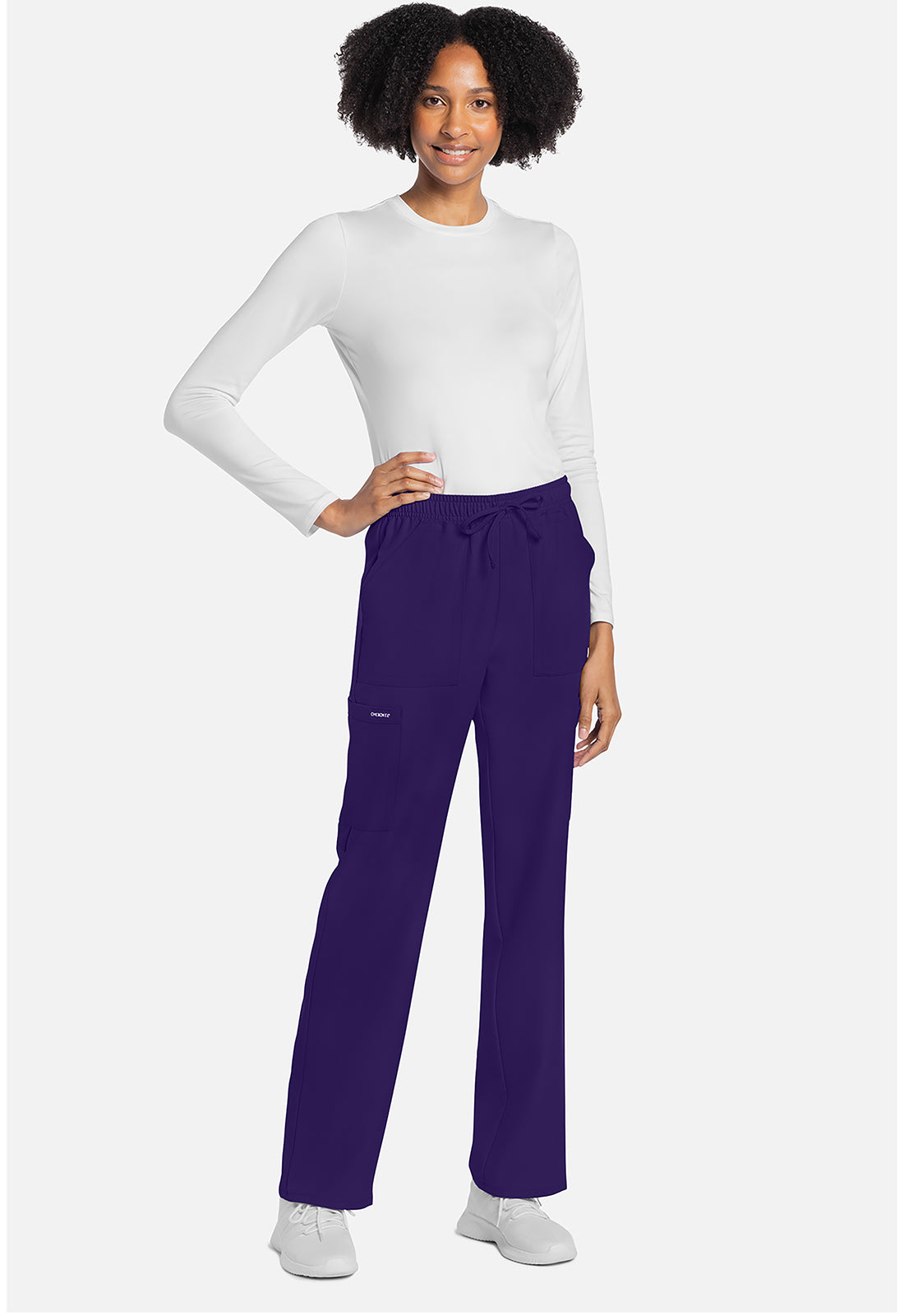 Rechte broek met middelhoge taille en elastische tailleband met trekkoord CKE272A