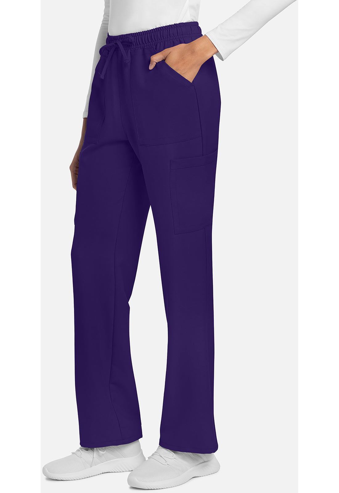 Rechte broek met middelhoge taille en elastische tailleband met trekkoord CKE272A