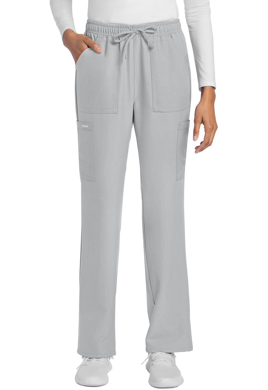 Rechte broek met middelhoge taille en elastische tailleband met trekkoord CKE272A