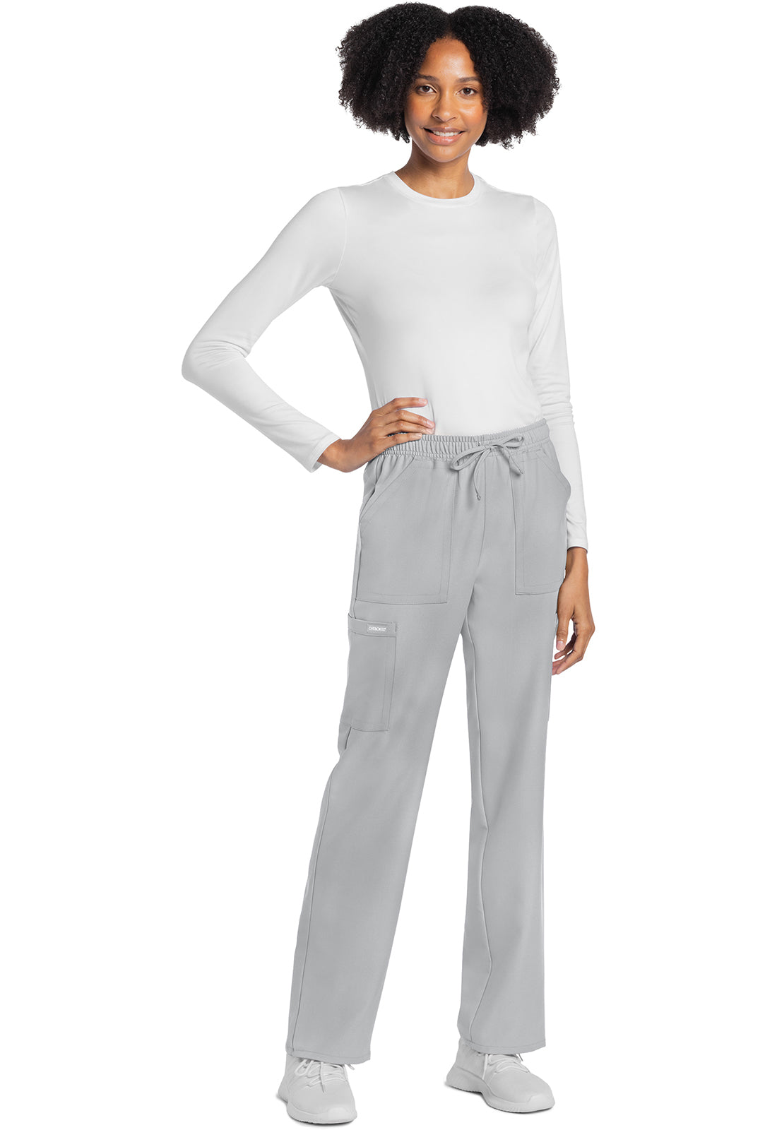 Rechte broek met middelhoge taille en elastische tailleband met trekkoord CKE272A