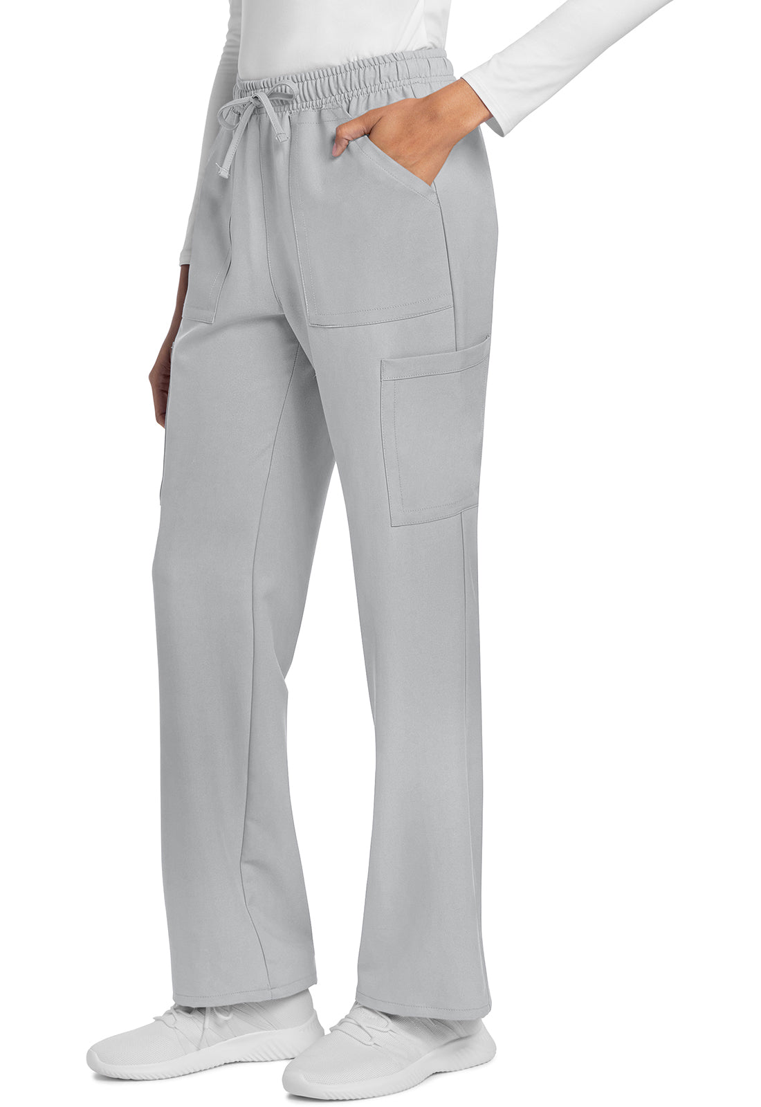 Rechte broek met middelhoge taille en elastische tailleband met trekkoord CKE272A