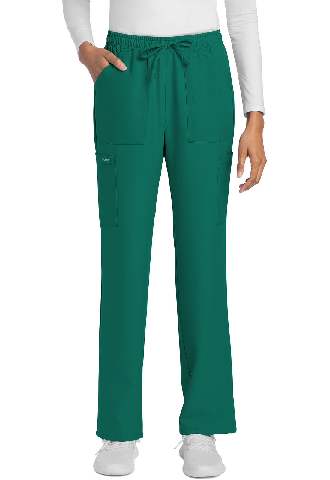 Rechte broek met middelhoge taille en elastische tailleband met trekkoord CKE272A