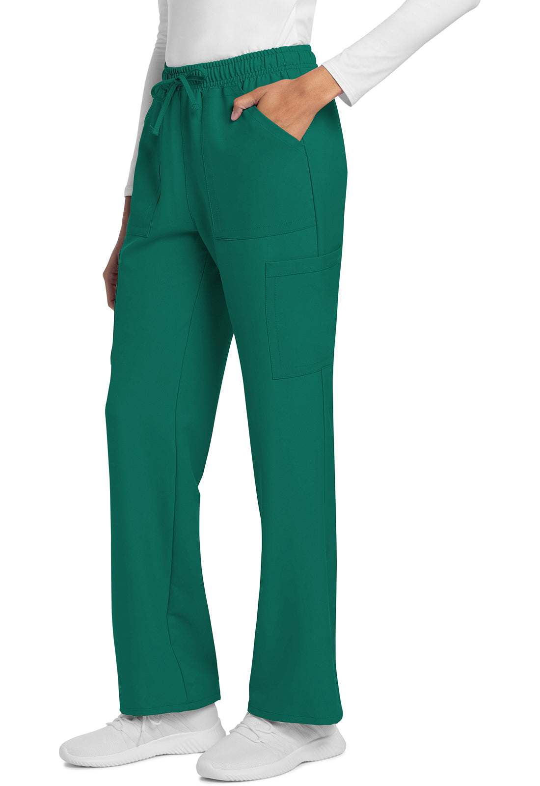 Rechte broek met middelhoge taille en elastische tailleband met trekkoord CKE272A