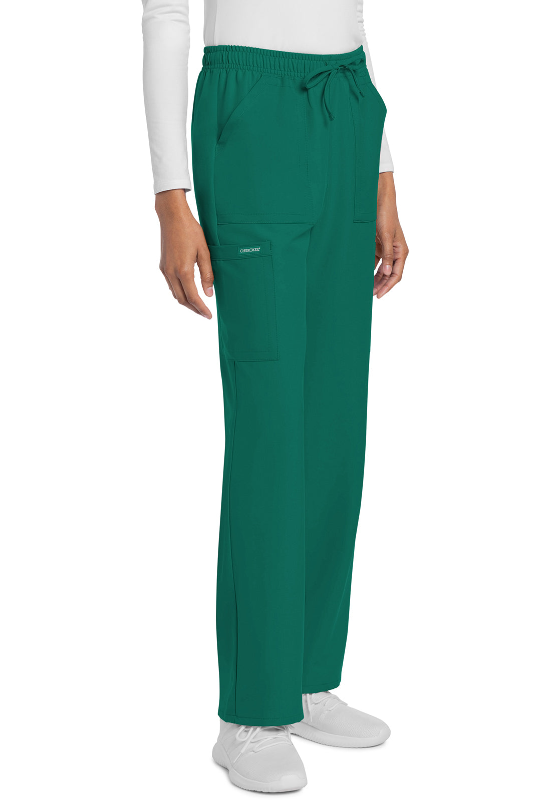 Rechte broek met middelhoge taille en elastische tailleband met trekkoord CKE272A
