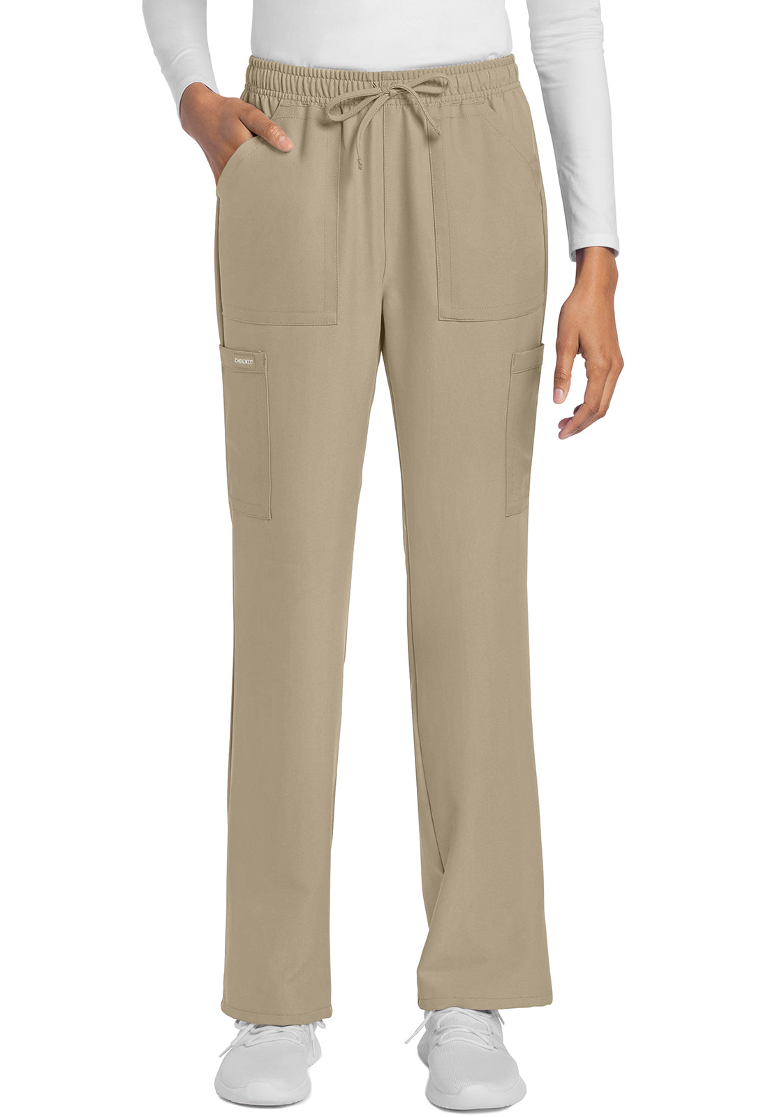 Rechte broek met middelhoge taille en elastische tailleband met trekkoord CKE272A
