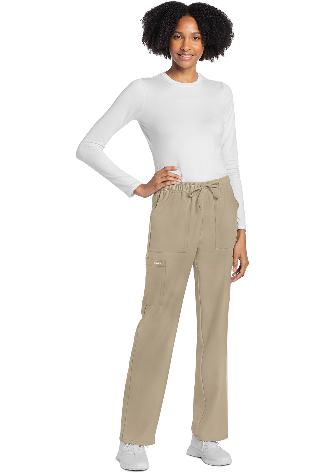 Rechte broek met middelhoge taille en elastische tailleband met trekkoord CKE272A