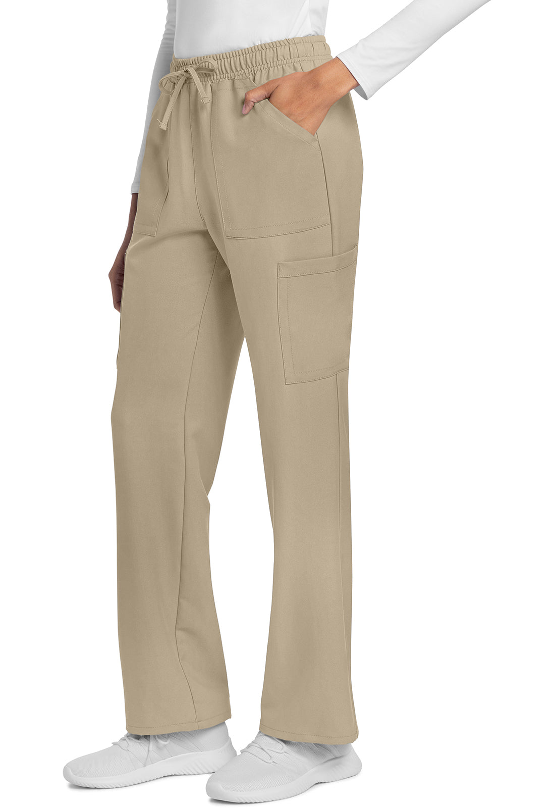 Rechte broek met middelhoge taille en elastische tailleband met trekkoord CKE272A