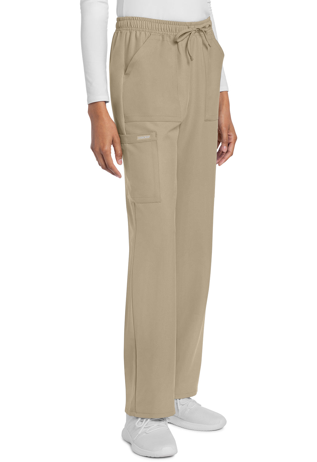 Rechte broek met middelhoge taille en elastische tailleband met trekkoord CKE272A