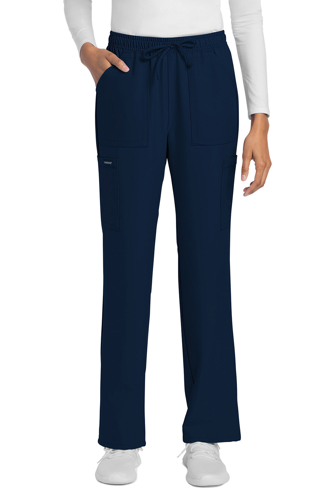 Rechte broek met middelhoge taille en elastische tailleband met trekkoord CKE272A