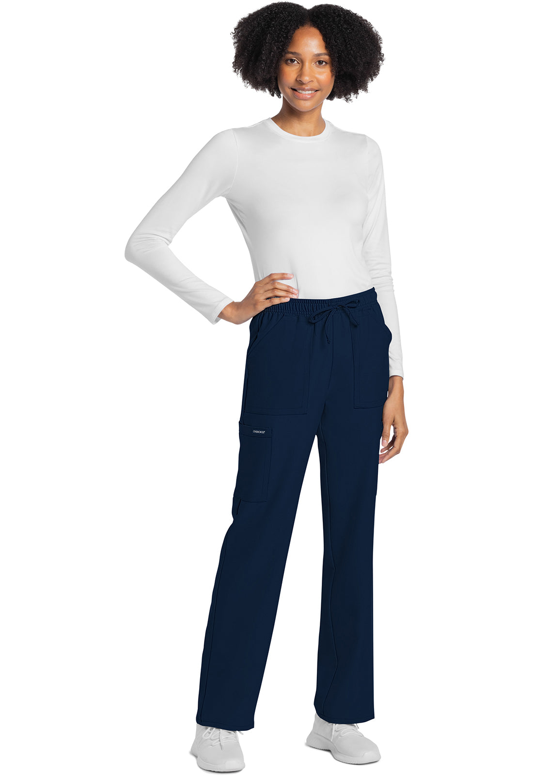 Rechte broek met middelhoge taille en elastische tailleband met trekkoord CKE272A