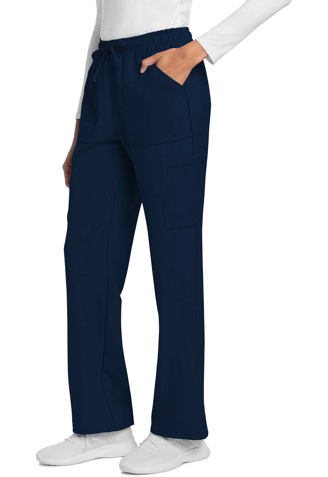 Rechte broek met middelhoge taille en elastische tailleband met trekkoord CKE272A